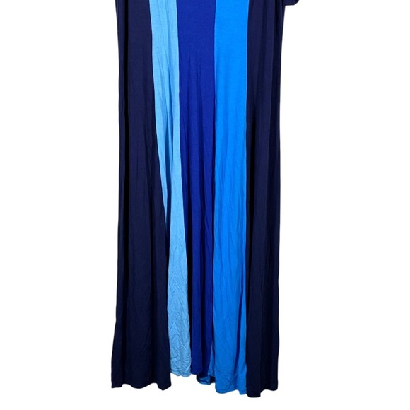 Ashley Stewart Colorblock Vertical Stripe Maxi Dress Blue Plus Size 22/24W - Picture 3 of 5
